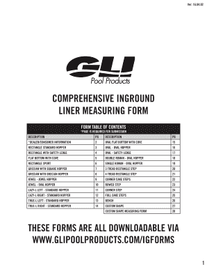FT in GLI Pool Products  Form