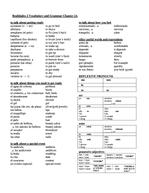 Realidades 2 Chapter 2a Vocabulary PDF  Form