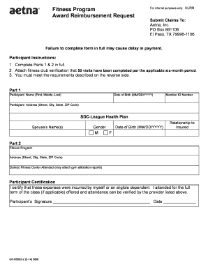 Aetna Gym Reimbursement Form