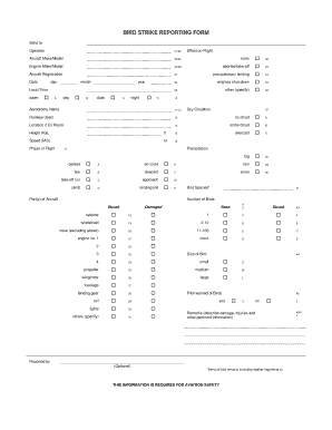 BIRD STRIKE REPORTING FORM International Civil Aviation Icao