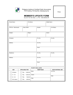 MEMBERS UPDATE FORM PICPA Picpa Com