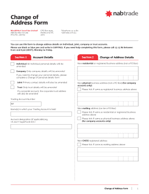 Wealthhub Securities Change of Address  Form