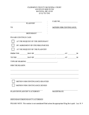 Clermont County Batavia Court  Form