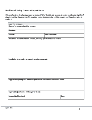 Safety Concern Reporting Form