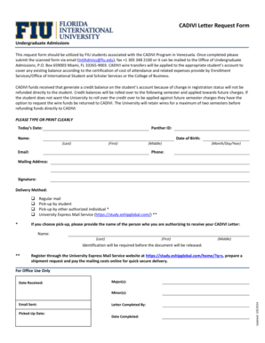 CADIVI Letter Request Form FIU Admissions Fiu