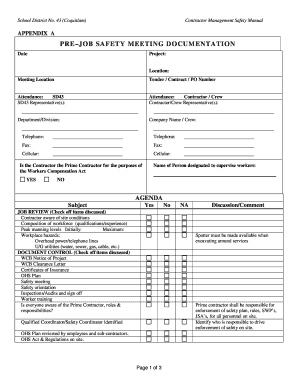 Pre Job Safety Meeting  Form