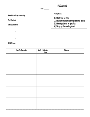 Plc Agenda Template Word  Form