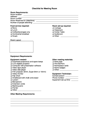 Conference Room Checklist Template  Form