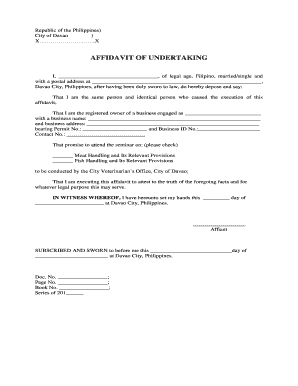 Affidavit of Undertaking  Form