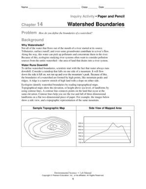 Chapter 14 Watershed Boundaries Answer Key  Form