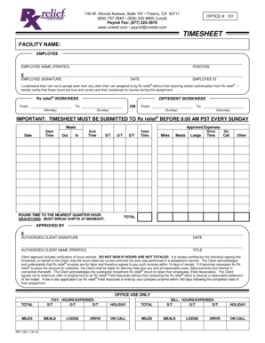 Rx Relief Timesheet  Form