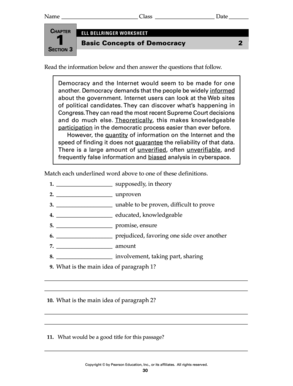 Basic Concepts of Democracy Worksheet Answers  Form