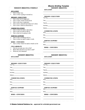 Mission Briefing Template  Form