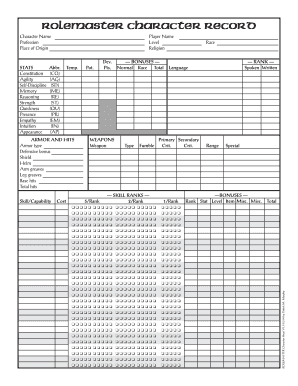 Get and Sign Rolemaster Character Sheet  Form