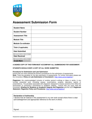 Assessment Submission Form Ucd