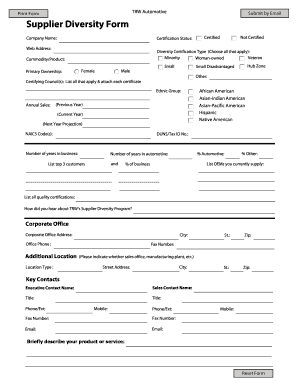 Supplier Diversity Form TRW