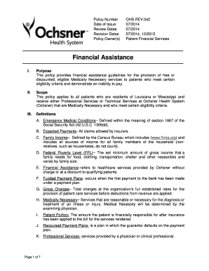 Ochsner Financial Assistance  Form