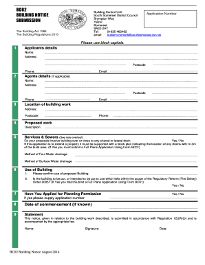 BC02 BUILDING NOTICE South Somerset District Council  Form