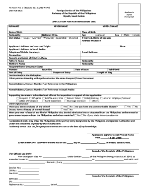 FA Form No 2 Revised MRV RYPE Department of Foreign