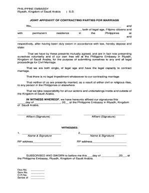Joint Affidavit of Domestic Partnership Philippines  Form