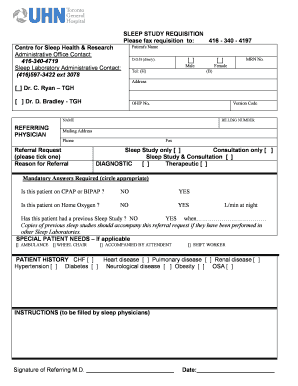 SLEEP STUDY REQUISITION Toronto General Hospital  Form