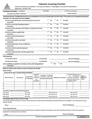 Canada Scouts Screening  Form