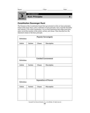 Chapter 3 Section 1 Constitution Scavenger Hunt Answers  Form