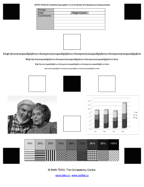 ASTM F2036 05 Compliant Test Pattern for Print Density and Background Measurements  Form