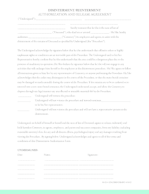 Disinterment Authorization Form