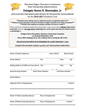 Haven Shoemaker Scholarship  Form