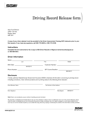 Sgi Record  Form