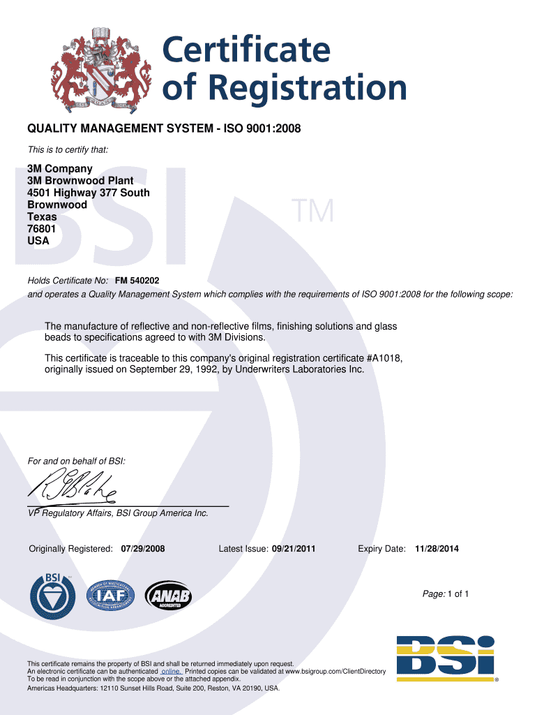 3m Iso Certificate  Form
