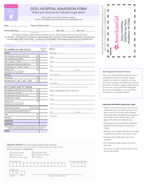 American Girl Hospital Form