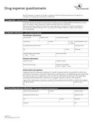 300h Drug Expense  Form