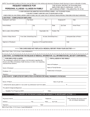 School District of Philadelphia Absence Form