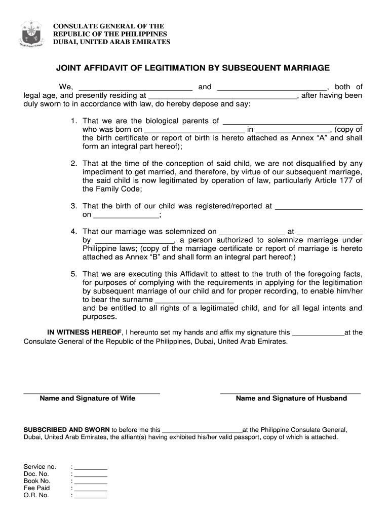 Affidavit of Legitimation  Form