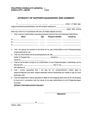 Affidavit of Support Japan  Form