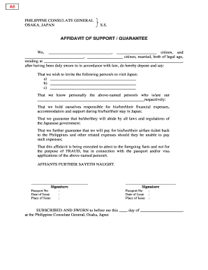 AFFIDAVIT of SUPPORT GUARANTEE Osakapcgdfagovph  Form