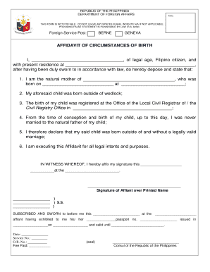 Affidavit of Circumstances  Form