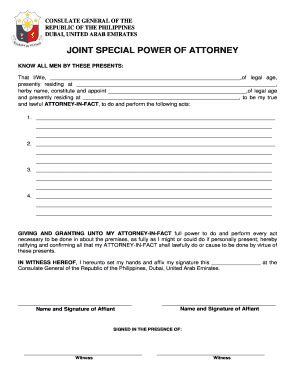Joint Special Power of Attorney  Form