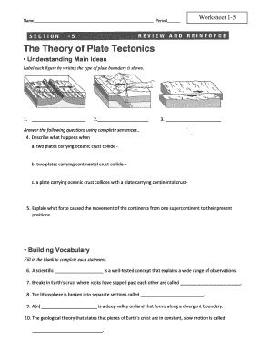 The Theory of Plate Tectonics Worksheet Answer Key  Form
