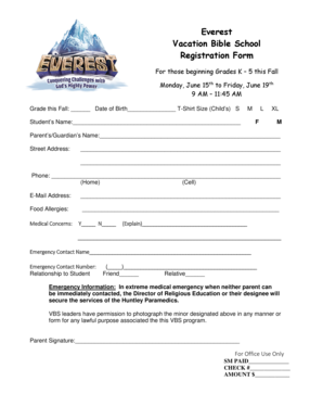 Vbs Registration Form