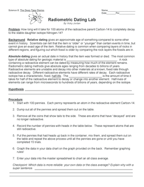 Radiometric Dating Lab Answer Key  Form