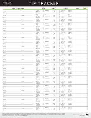 Printable Tip Tracker  Form