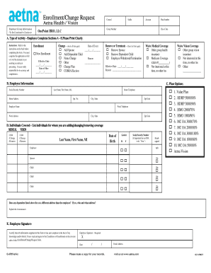 EnrollmentChange Request Aetna Health Vision OnePoint HRO  Form