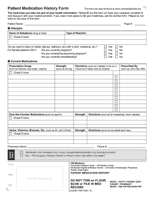 Medication History Form