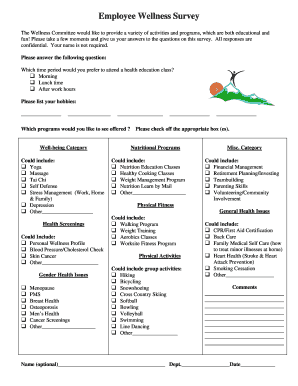 Wellness Survey  Form