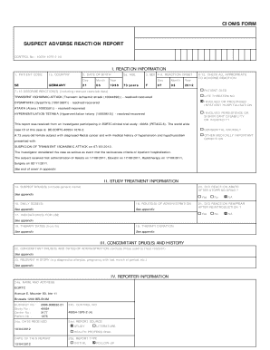 SUSPECT ADVERSE REACTION REPORT Eortc  Form