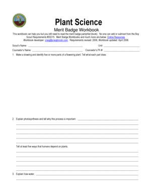 Plant Science Merit Badge  Form