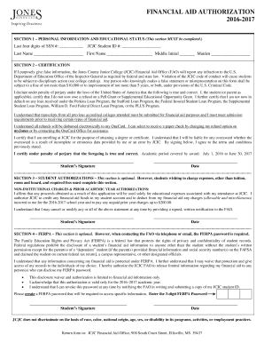 FINANCIAL AID AUTHORIZATION Bjcjcedub  Form